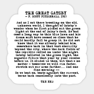 Ending of The Great Gatsby - Fitzgerald quote Sticker